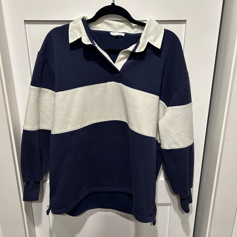 Navy and White Striped Shirt